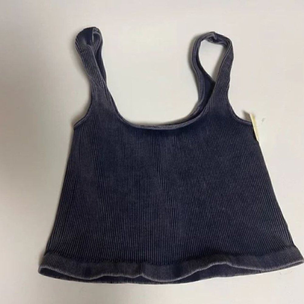 NWOT Free People Happiness Runs Square Neck Crop Top- Deepest Navy - Picture 3 of 3